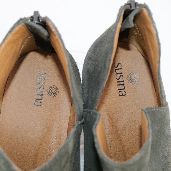 Susina Womens Carina Lea Boot Size 7.5 Gray Suede Block Heel Open Toe Bootie - Picture 10 of 11